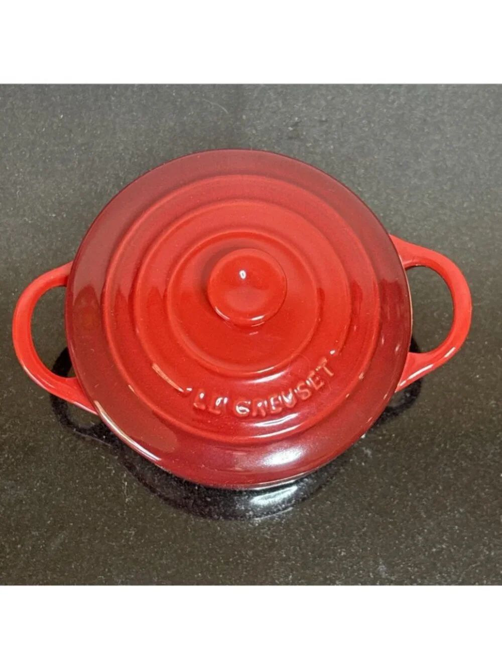 Le Creuset Mini Dutch Oven Cocotte Cerise Enameled Ceramic Ramekin Round Lid 8oz